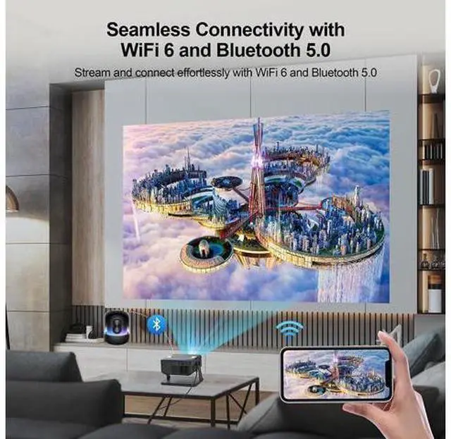 Alt view image 6 of 7 - HA109 LCD Mini Video Projector,MAX 4K LED Home Video Projector with 10000 Lumens, Android 11,Short Throw, 4 Point Keystone Projector
