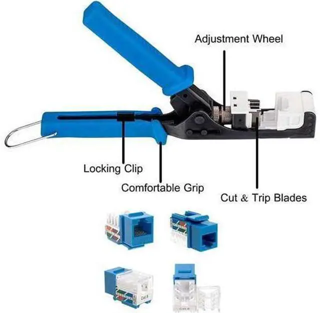 Alt view image 5 of 7 - SATMAXIMUM Cat6 Keystone Jack Kit - 10 Pack 45° White RJ45 Keystone Jacks + Termination Tool for 45° Keystone + 10 Pack 1-Port Keystone Inserts