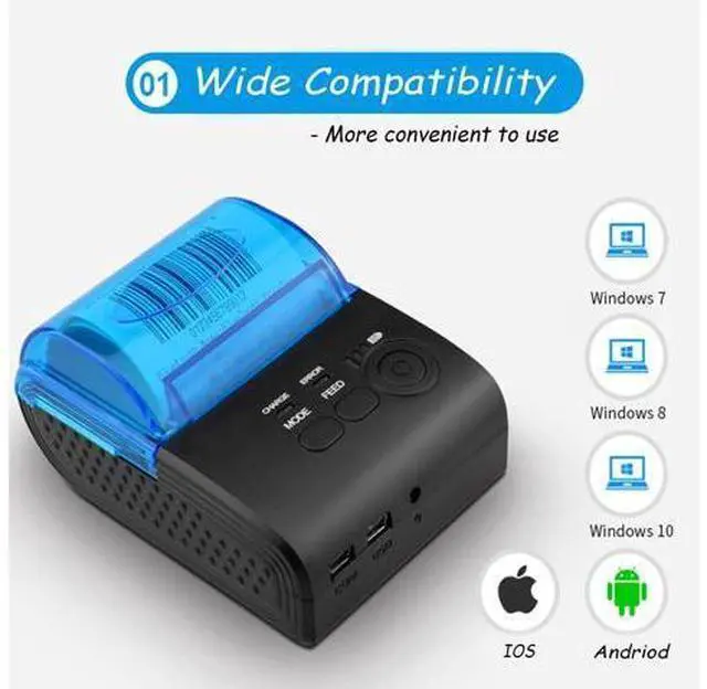 Alt view image 3 of 6 - Yoidesu Mini Receipt Printer,58mm Portable Bluetooth Mobile Thermal Printer Compatible with Android VISTA Linux,Bluetooth 4.0 Label Printer (US Plug)