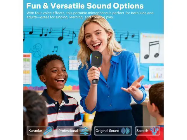 Alt view image 6 of 7 - Wireless Bluetooth Karaoke Microphone, 5-in-1 Portable Handheld Mic Speaker with Dynamic RGB Lights, Mini Karaoke Machine for Car Travel Home Party,Music Recording, Duet Singing, Gift for Kids Adults