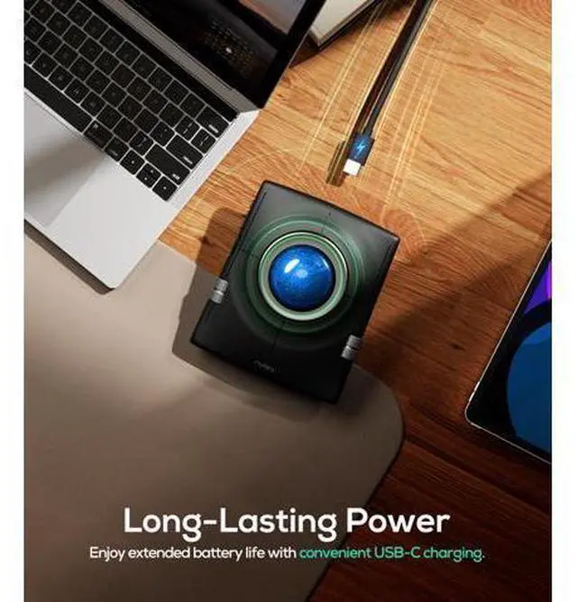 Alt view image 6 of 7 - M512 Wireless Trackball Mouse, Ergonomic 55mm Trackball, 4 Level Adjustable DPI for Precise Control, Left or Right Hand Compatible, Rechargeable, Multi-Device Bluetooth & 2.4GHz for PC, Laptop
