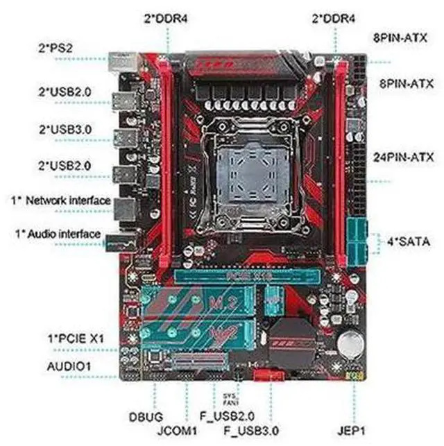 Alt view image 5 of 5 - Zunate X99 LGA 2011 V3 Motherboard with 4 DDR4 Slots, M.2 Slots, LAN Card, Multiple Expansion Slots, Supports Core i7 and E5 V3 V4 Series Processors