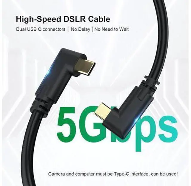 Alt view image 2 of 7 - COOYA Camera Tethering Cable Dual USB C + USB C 90° Right Angle Cord 5Gbps Fast Transfer & Connection Between Camera and Computer for Sony A7 IV/III, A7R IV, A7C2, Canon R10 R8 R6 R5 Nikon Z9 Z8 Z7