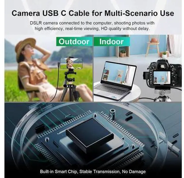 Alt view image 3 of 7 - COOYA Camera Tethering Cable Dual USB C + USB C 90° Right Angle Cord 5Gbps Fast Transfer & Connection Between Camera and Computer for Sony A7 IV/III, A7R IV, A7C2, Canon R10 R8 R6 R5 Nikon Z9 Z8 Z7
