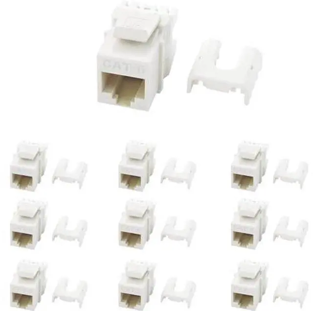 Main image of Legrand - OnQ Cat6 Keystone Jacks Quick Connect RJ45 Keystone Insert with 110 Punch Down, HDMI Keystone Jacks, Use with Cat5, Cat5e, or Cat6 Keystone Jack, White, WP3476WH, 10 Pack
