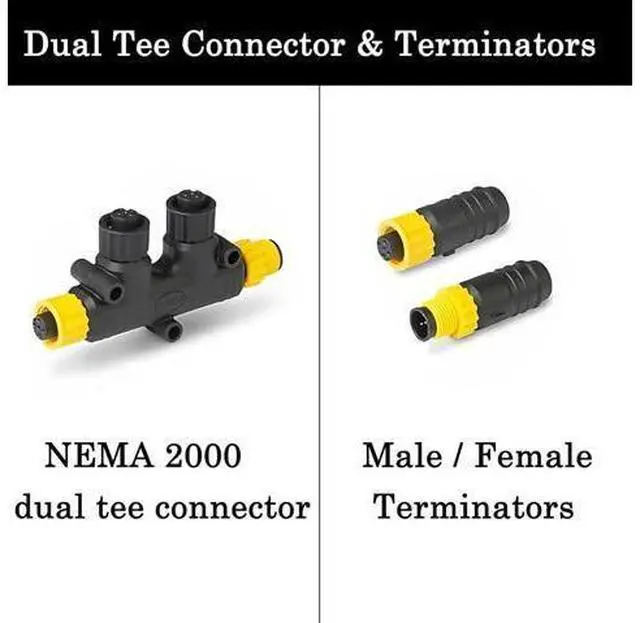 Alt view image 5 of 7 - NMEA 2000 Starter Kit, Backbone Cables Drop Cables Dual Tees Kits Terminators Marine 2K Network for Lowrance Simrad Garmin Dual Device