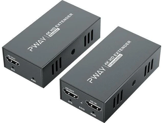Main image of PWAY 4K @60Hz HDMI Over Ethernet Extender Over CAT5 CAT6 CAT7, HDR10 200Ft Long Distance with Loop Out, Support Poc, HDMI2.0 HDCP2.2