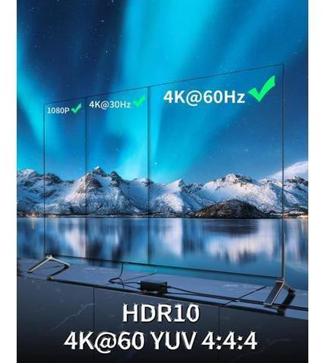 Alt view image 2 of 7 - PWAY 4K @60Hz HDMI Over Ethernet Extender Over CAT5 CAT6 CAT7, HDR10 200Ft Long Distance with Loop Out, Support Poc, HDMI2.0 HDCP2.2
