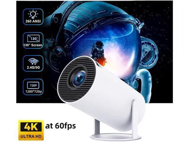 Alt view image 2 of 7 - HY300 Projector with Android 12, 2GB RAM 16GB ROM, 260 ANSI Lumens,Bluetooth 5.1,Dual WiFi 6 Video Projector