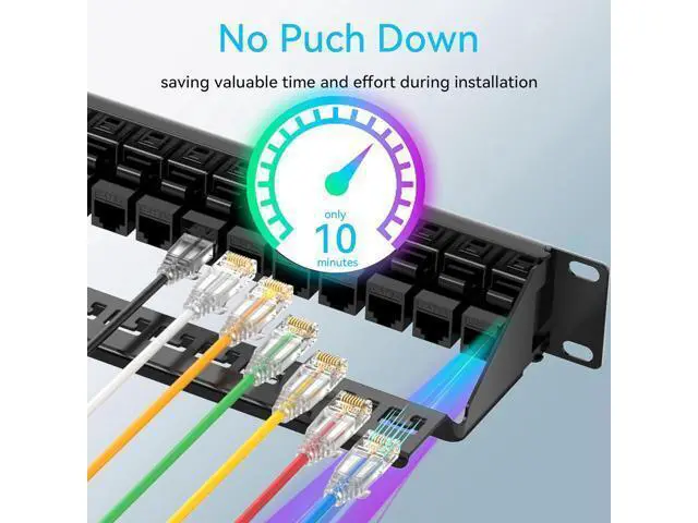 Alt view image 3 of 7 - Patch Panel 24 Port Cat6a with Coupler Keystone and Cat6a Patch Cables Slim 1ft (24 Pack) White