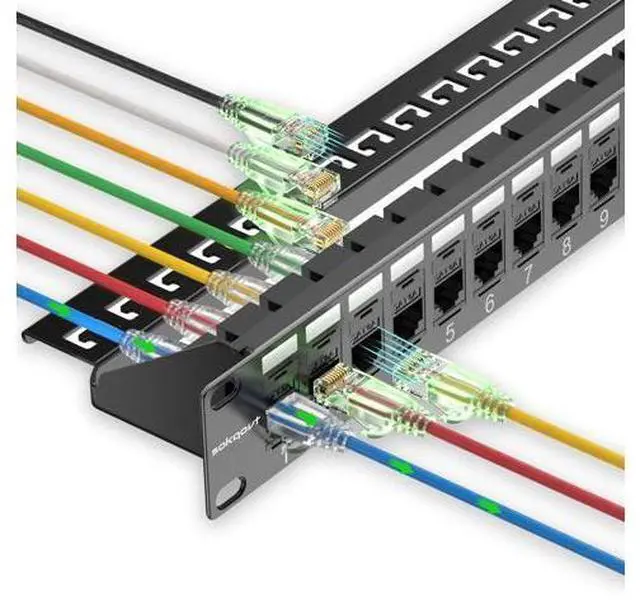 Alt view image 2 of 7 - Patch Panel 24 Port Cat6a with Coupler Keystone and Cat6a Patch Cables Slim 1ft (24 Pack) White