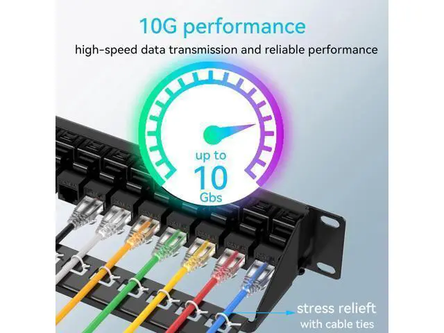 Alt view image 4 of 7 - Patch Panel 24 Port Cat6a with Coupler Keystone and Cat6a Patch Cables Slim 1ft (24 Pack) White