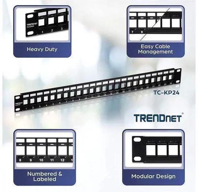 Alt view image 2 of 7 - TRENDnet 24-Port Blank Keystone 1U Patch Panel Bundle, Includes (Qty 1) TRENDnet Cat6 Keystone Jack 25-Pack