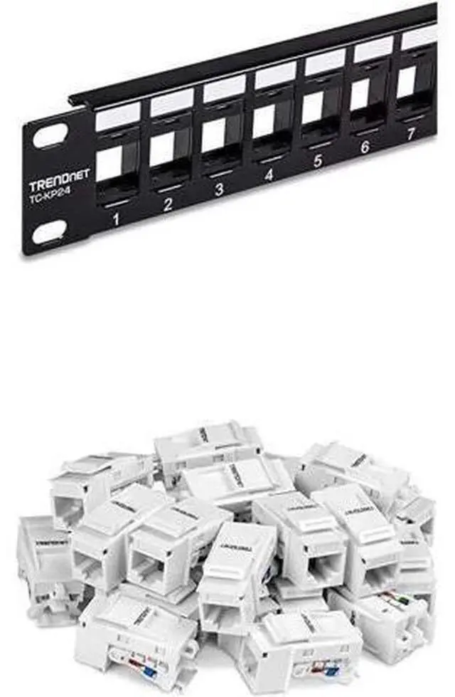 Main image of TRENDnet 24-Port Blank Keystone 1U Patch Panel Bundle, Includes (Qty 1) TRENDnet Cat6 Keystone Jack 25-Pack
