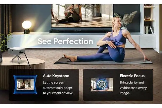Alt view image 6 of 7 - PJ300 Compact Smart Projector, 40"-130" HD Screen, 4K Decoding, 1500 Lumens, Auto Keystone, Wi-Fi 6 & Bluetooth 5.2 Connectivity