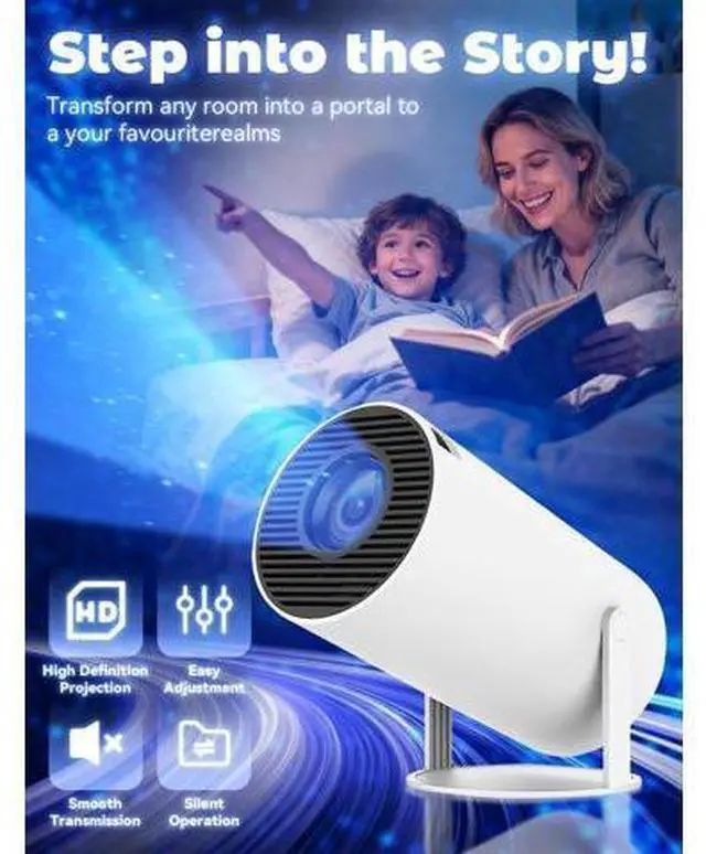 Alt view image 2 of 7 - Projector Window Projector, Mini Projector with Wifi and Bluetooth, 4k Projector, Auto Keystone, Low Latency & 180° Rotation Projector for Bedroom