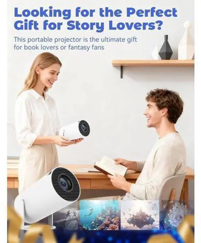 Alt view image 7 of 7 - Projector Window Projector, Mini Projector with Wifi and Bluetooth, 4k Projector, Auto Keystone, Low Latency & 180° Rotation Projector for Bedroom