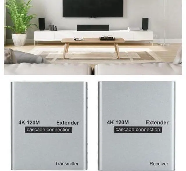 Alt view image 4 of 7 - 4K HDMI Over Ethernet CAT5e Cat6 Extender, Extender RJ45 4K@30Hz Upto 120M HDMI Extender Over RJ45 Ethernet LAN Cable Cascade Connection HD Amplifier Extender (US)