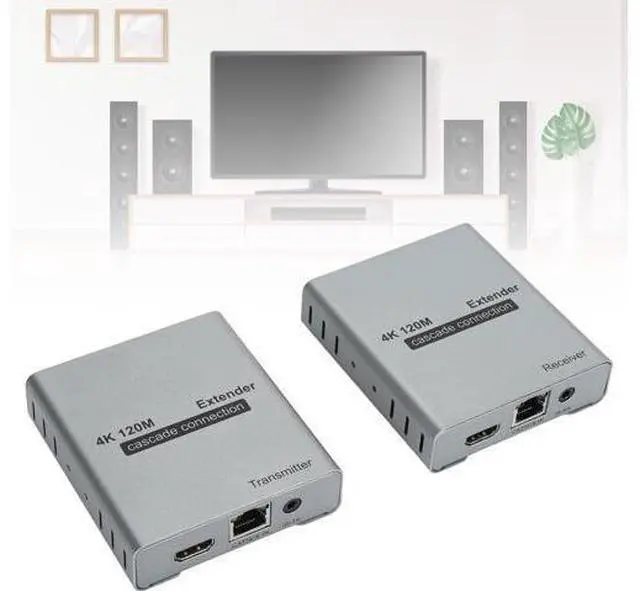 Alt view image 5 of 7 - 4K HDMI Over Ethernet CAT5e Cat6 Extender, Extender RJ45 4K@30Hz Upto 120M HDMI Extender Over RJ45 Ethernet LAN Cable Cascade Connection HD Amplifier Extender (US)