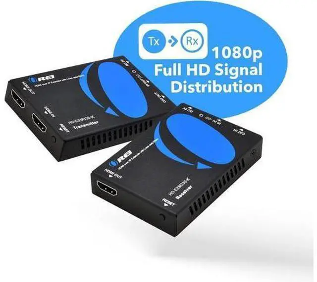 Alt view image 2 of 7 - OREI HDMI Extender Over Single Ethernet CAT6/CAT7 Cable Supports 1080p, 60Hz, 3D, HD Audio with IR Over IP Up to 330 FT