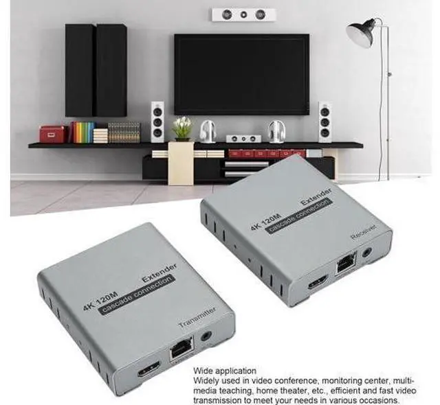 Alt view image 3 of 7 - 4K HDMI Over Ethernet CAT5e Cat6 Extender, Extender RJ45 4K@30Hz Upto 120M HDMI Extender Over RJ45 Ethernet LAN Cable Cascade Connection HD Amplifier Extender (US)