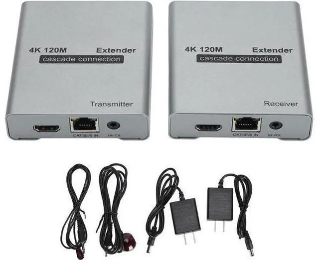 Alt view image 7 of 7 - 4K HDMI Over Ethernet CAT5e Cat6 Extender, Extender RJ45 4K@30Hz Upto 120M HDMI Extender Over RJ45 Ethernet LAN Cable Cascade Connection HD Amplifier Extender (US)