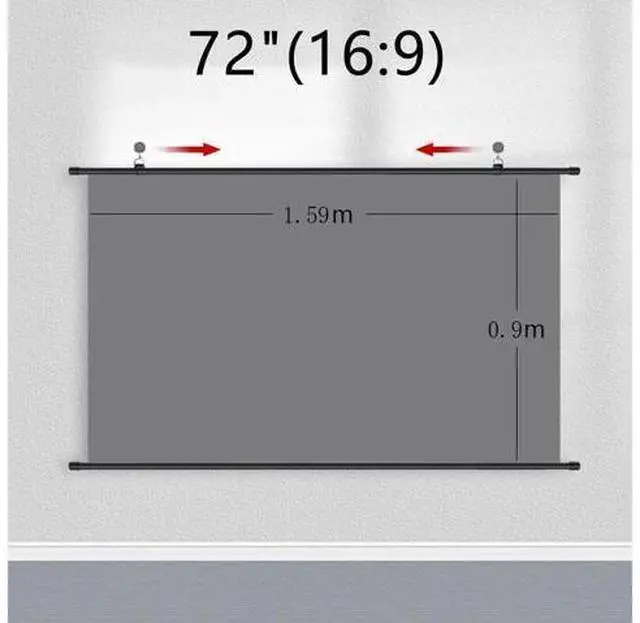 Alt view image 2 of 7 - Projector Screen 60"(16:9), 72"(16:9), Pull Down Manual Projector Screen, Portable Projector Screen, Perfect for Home Office Theater TV(72"(16:9))