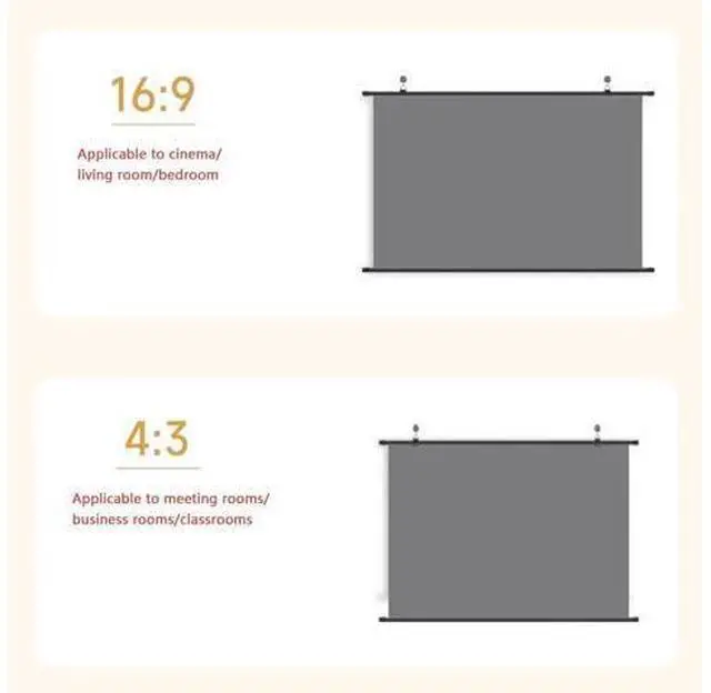 Alt view image 4 of 7 - Projector Screen 60"(16:9), 72"(16:9), Pull Down Manual Projector Screen, Portable Projector Screen, Perfect for Home Office Theater TV(72"(16:9))
