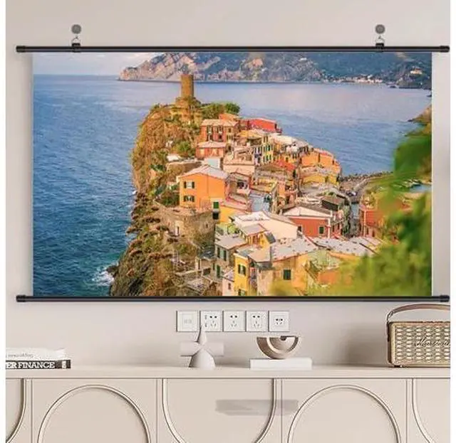 Alt view image 7 of 7 - Projector Screen 60"(16:9), 72"(16:9), Pull Down Manual Projector Screen, Portable Projector Screen, Perfect for Home Office Theater TV(72"(16:9))