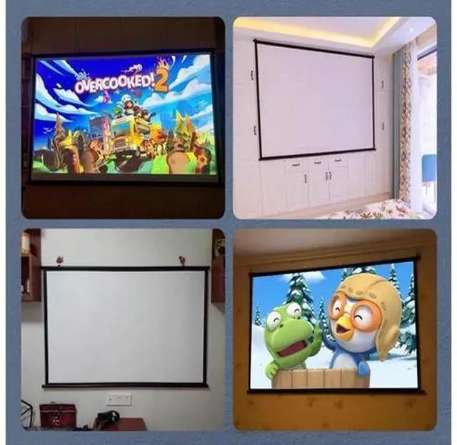 Alt view image 6 of 7 - 30" 40" 50" 60" 72" Projector Screen Manual Pull Down Projection Screen Home Theater Projector Movie Screen 4K HD Screen(72 Inch (16:9))