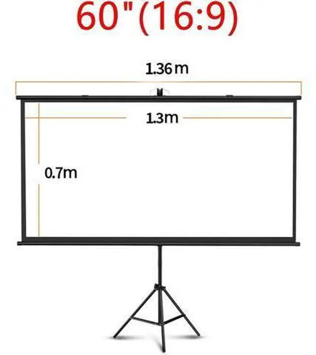 Alt view image 2 of 7 - Portable Projector Screen, Projector Screen with Stand, HD Movie Screen, Projection Screen, Wall/Ceiling Mounted, for Backyard Movie Night(60"(16:9))