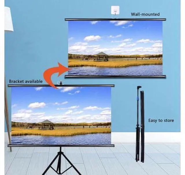 Alt view image 5 of 7 - Portable Projector Screen, Projector Screen with Stand, HD Movie Screen, Projection Screen, Wall/Ceiling Mounted, for Backyard Movie Night(60"(16:9))