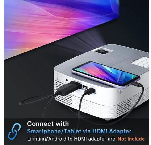 Alt view image 2 of 7 - Movie Projector,6500 Lumens 1080P Supported HiFi Speaker for Home Theater Projector, 60,000 Hours LED lamp Life Outdoor Video Projector Compatible with TV Stick/Switch/Laptop/PS5/USB/HD Bloomidea