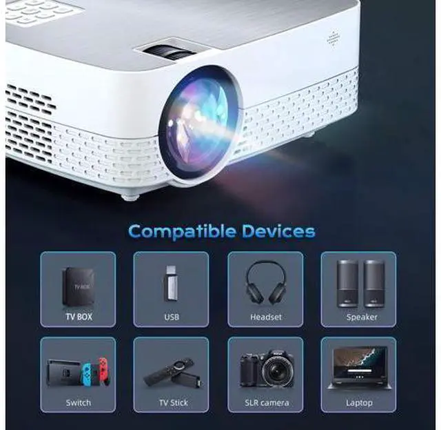 Alt view image 5 of 7 - Movie Projector,6500 Lumens 1080P Supported HiFi Speaker for Home Theater Projector, 60,000 Hours LED lamp Life Outdoor Video Projector Compatible with TV Stick/Switch/Laptop/PS5/USB/HD Bloomidea