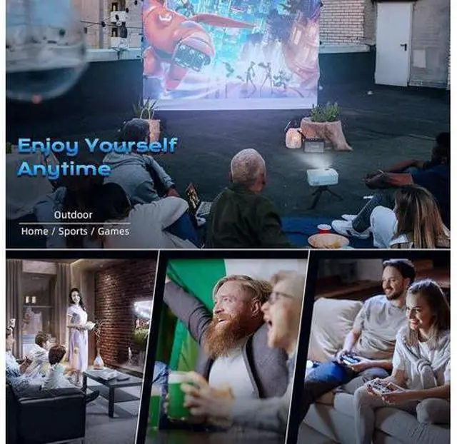 Alt view image 4 of 7 - Movie Projector,6500 Lumens 1080P Supported HiFi Speaker for Home Theater Projector, 60,000 Hours LED lamp Life Outdoor Video Projector Compatible with TV Stick/Switch/Laptop/PS5/USB/HD Bloomidea