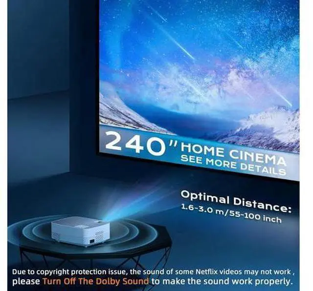 Alt view image 3 of 7 - Movie Projector,6500 Lumens 1080P Supported HiFi Speaker for Home Theater Projector, 60,000 Hours LED lamp Life Outdoor Video Projector Compatible with TV Stick/Switch/Laptop/PS5/USB/HD Bloomidea