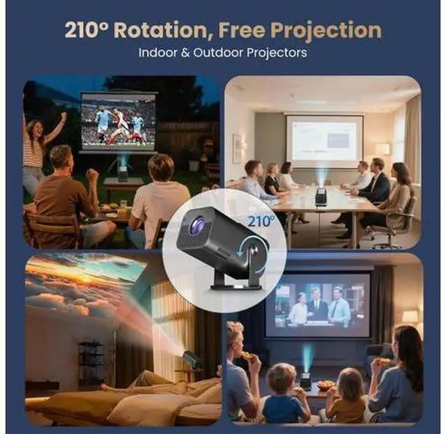 Alt view image 5 of 7 - Mini Projector with WiFi and Bluetooth, 4k Support Portable Outdoor Projector, 200 ANSI Lumens, Smart Projector with Android, Built-in App Movie Proyector for Home Theater, Camping, Gaming