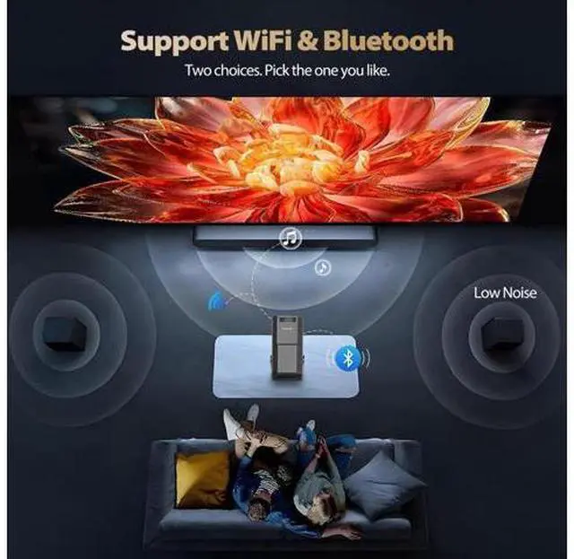 Alt view image 7 of 7 - Mini Projector with WiFi and Bluetooth, 4k Support Portable Outdoor Projector, 200 ANSI Lumens, Smart Projector with Android, Built-in App Movie Proyector for Home Theater, Camping, Gaming
