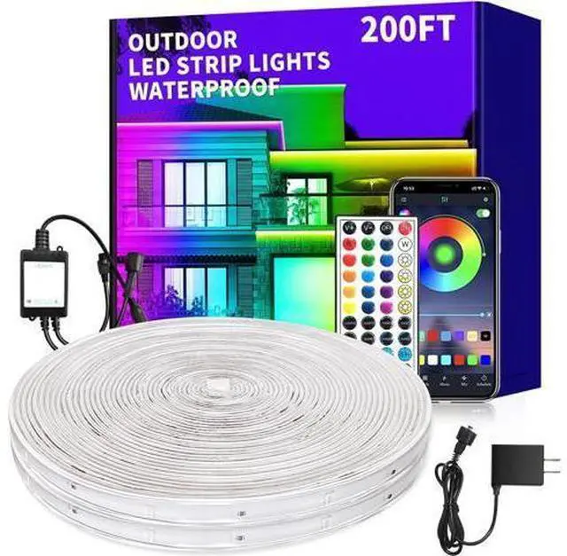 Main image of 200ft Outdoor LED Strip Lights Waterproof IP68 Waterproof LED Light Strips with Remote App Control Music Sync RGB Outdoor LED Rope Lights LED Lights for Bedroom Roof Pool Deck Balcony