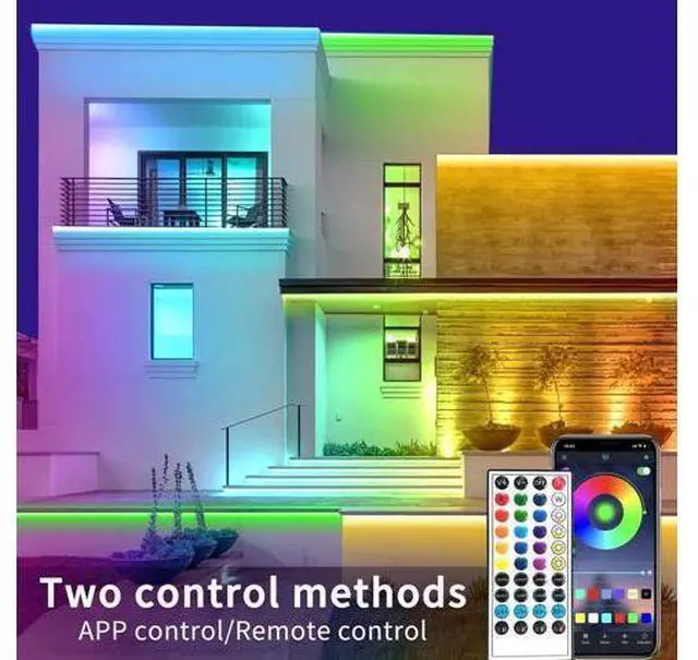 Alt view image 2 of 7 - 200ft Outdoor LED Strip Lights Waterproof IP68 Waterproof LED Light Strips with Remote App Control Music Sync RGB Outdoor LED Rope Lights LED Lights for Bedroom Roof Pool Deck Balcony