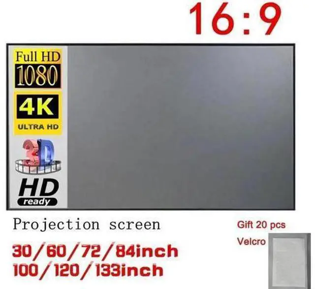 Alt view image 2 of 6 - Projection Screens Smart Home Projector Screen Anti-Light Screen for Home Outdoor Office Portable 3D Hd Projection Screen,120 Inch