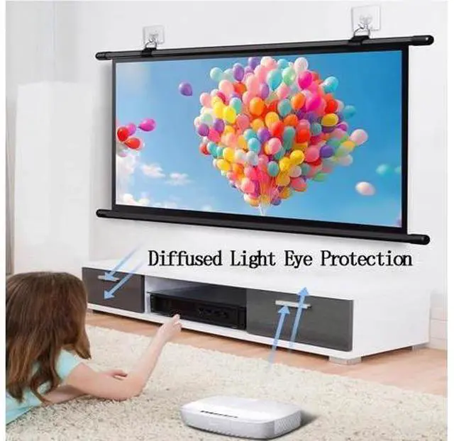 Alt view image 3 of 7 - Manual Pull Down Projector Screen 40in 50in 60in Home Theater Projector Movie Screen 4K HD Projection Screen, Wall/Ceiling Mount(60inch(16:9))