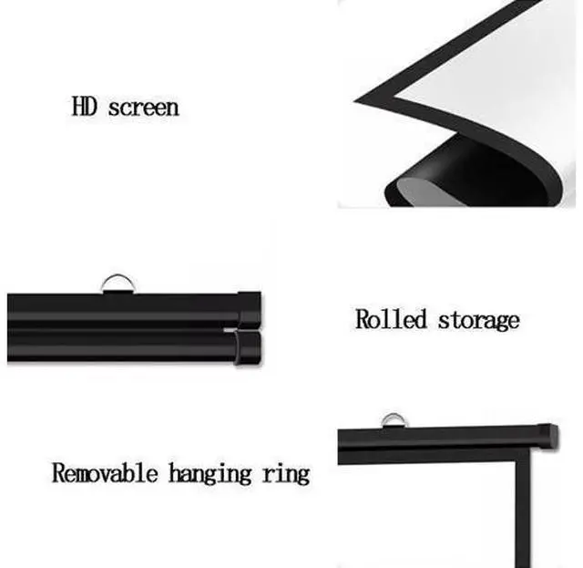 Alt view image 2 of 7 - Outdoor Projection Screen 30" 40" 50" 60" 72" Manual Pull Down Movie Screen Home Theater Projector Screen 4K HD Projector Movie Screen(60 Inch (16:9))