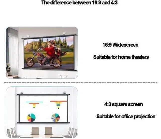 Alt view image 5 of 7 - Outdoor Projection Screen 30" 40" 50" 60" 72" Manual Pull Down Movie Screen Home Theater Projector Screen 4K HD Projector Movie Screen(60 Inch (16:9))