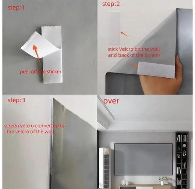 Alt view image 4 of 7 - Projector Screen Screen Projector Screen Simple 16:9 Anti-Light Curtain Home Outdoor Office Portable 3D HD Smart Home(133 inch)