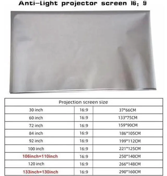 Alt view image 6 of 7 - Projector Screen Screen Projector Screen Simple 16:9 Anti-Light Curtain Home Outdoor Office Portable 3D HD Smart Home(133 inch)