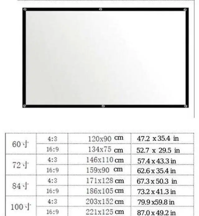 Alt view image 5 of 7 - Portable Projector Screen 100in 84in 72in 60in Roll Up Projection Screen Outdoor Movie Projector Screen, Wall/Ceiling Mount(4:3,100inch)