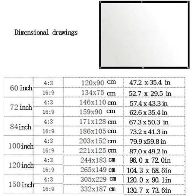Alt view image 7 of 7 - 120in 150in Projection Screen Foldable Projector Curtain Non Crease Portable Projector Screen Ceiling Outdoor Movie Screen(16:9,120inch(304cm))