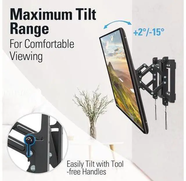 Alt view image 3 of 7 - Mounting Dream TV Wall Mount, UL Listed Advanced TV Bracket for Most 42-90 Inches TVs with Full Tilt Extension up to 7 Inches, Fits 16, 18, 24 Inches Studs, Max VESA 600x400mm and 120Lbs, MD2104