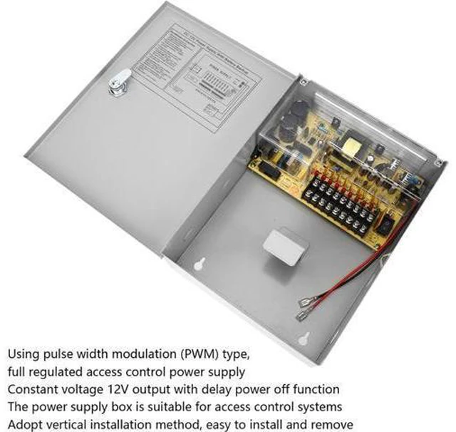 Alt view image 3 of 7 - 12V 10A Access Control Power Supply Box, UPS PWM Backup Battery Box with Delayed Power Off Function, Power Supply Switch Box